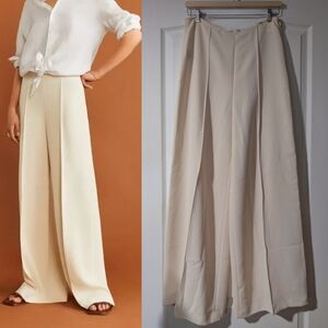 New! Mango | Cream Wide Leg High-Rise Front Seam Palazzo Pants
